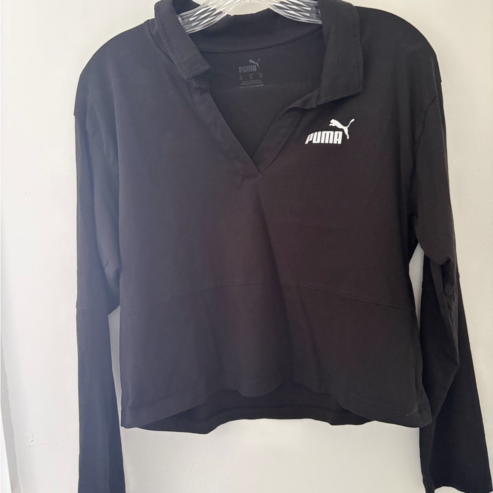 PUMA Women's Black V-Neck Sweatshirt